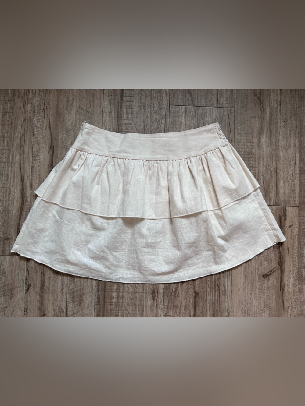 Boho Cream Crochet detail Tiered Mini Skirt baumwolle cotton summer neutral - Picture 5 of 8